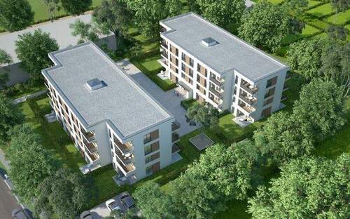 Vogelperspektive - „Sonne, Platz & Lebensqualität: Familienwohnung mit 2 Balkonen und Gemeinschaftsgarten“ [4 Zimmer, 2 Bäder, 2 Balkone]