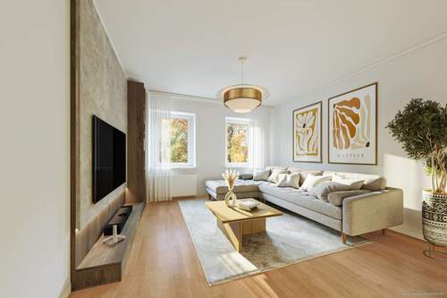 Visualisiertes Einrichtgungsbeispiel - Ludwigsvorstadt-Isarvorstadt: Frisch renovierte 3-Zi.-Altbauwhg. mit ca. 2,70 m Deckenhöhe & Balkon