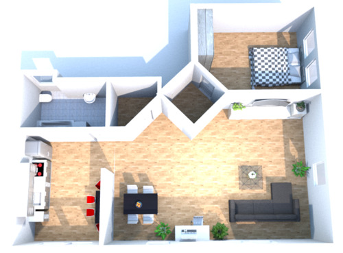 Grundriss 2-Raum VH DG rechts-2.png - ausergewöhnliche DG-2-Raum-Wohnung mit offenem Schnitt in zentraler Lage von Waldheim