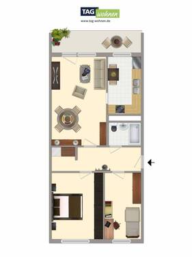 3 RWE klein (Typ 3.1) mit Dusche möbliert - 3 Zimmer Etagenwohnung in Gera