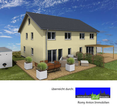 Doppelhaus Gartenansicht - Zuhause x2 - Ihre Chance auf ein Doppelhaus in Cossebaude
