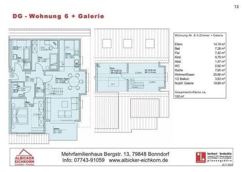 Durchdachte Dachgeschosswohnung mit Galerie - Clevere Raumaufteilung auf 100 m² - 3 Zimmer Etagenwohnung zum Kaufen in Bonndorf im Schwarzwald