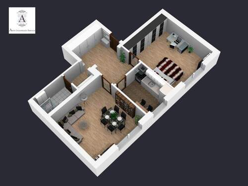 3D-Plan der Wohnung Ansicht 1 - 