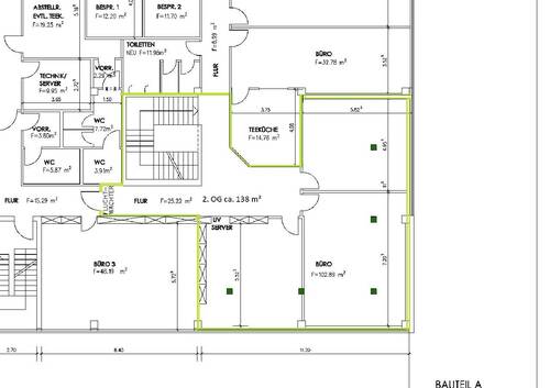 Auschnitt Bürofläche 138 m² im 2. OG - 