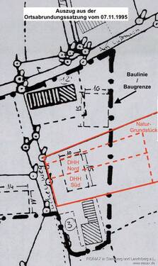 Baugrenze und geplante Teilung - 