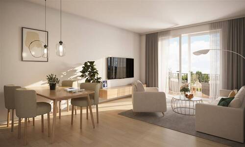 Visualisierung Wohnzimmer - Wunderschöne Neubau-Etagenwohnung mit 3 Schlafzimmern und Gäste-WC, KfW-Förderung möglich