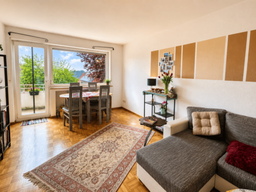 Wohnzimmer - Gepflegte 2-Zimmer-Wohnung mit Balkon & Tiefgaragenstellplatz in Münster-Roxel