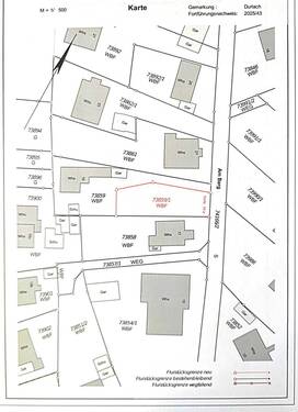 Lageplan Baugrundstück - rot markiert - 