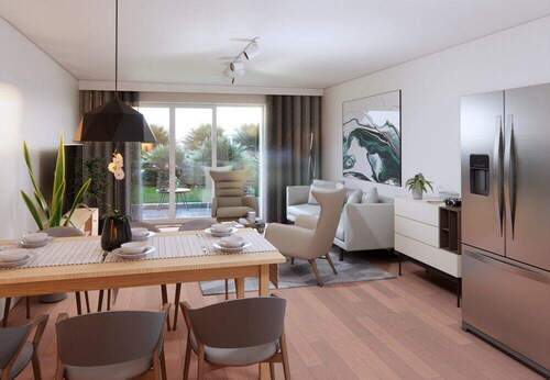 Visualisierung Wohn-Essbereich - Etagenwohnung mit 80,30 m&sup2; in Magdeburg / Buckau zum Kaufen