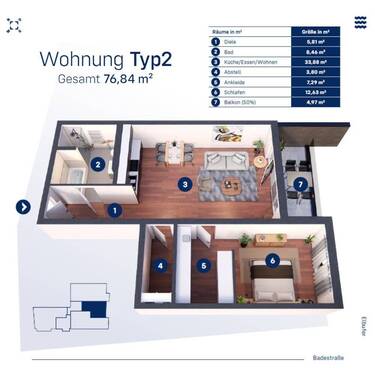 Wohnung Typ2, EG-3.OG, WE 02, 05, 10, 15 - 