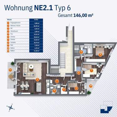 Wohnung NE2.1 - Typ 6 - 