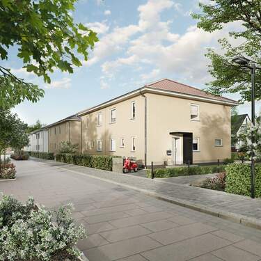 Doppelhaus-Aura-115-Strassenansicht - 5 Zimmer Doppelhaushälfte zum Kaufen in Eichenau