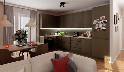 Die offene Wohnküche bietet Ihren Kochkünsten freien Raum - Moderne Dachgeschosswohnung mit Balkon