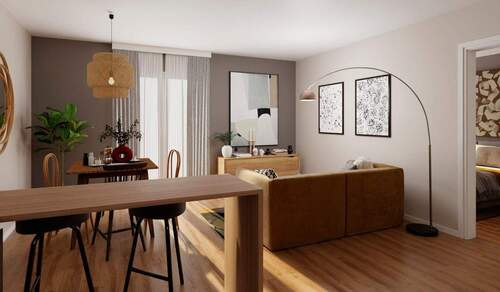 Im Wohnzimmer lässt es sich bestens entspannen - Barrierefreie 2- Zimmer-Wohnung mit Balkon