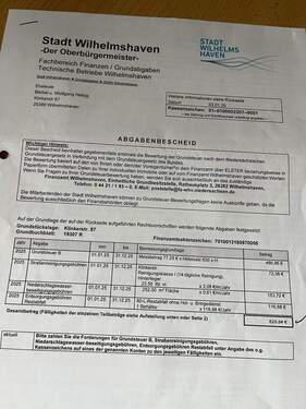 Abgabenbescheid Stadt Wilhelmshaven - 