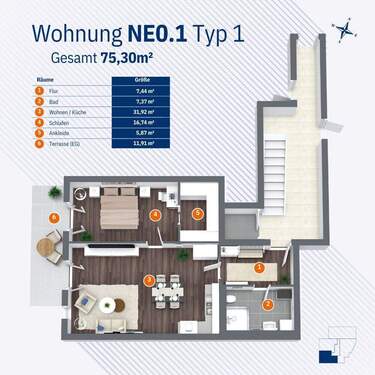 Wohnung NE0.1 - Typ 1 - 