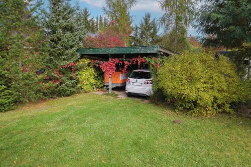 Einfahrt mit Doppelcarport - 