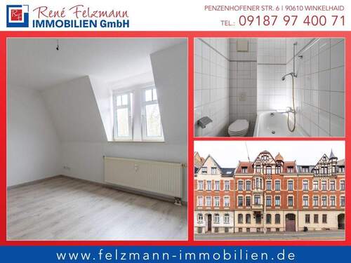RF-1362 Zweizimmerwohnung Plauen Verkauf - Schnuckelige Dachgeschosswohnung *ohne zusätzliche Käuferprovision*