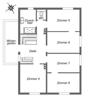Obergeschoss - 1 Zimmer Einfamilienhaus in Berlin