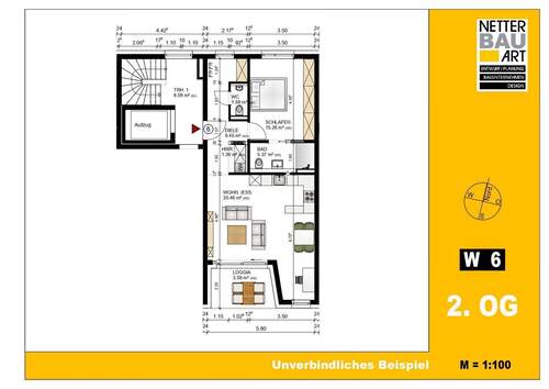WHG 6 2. Obergeschoss.jpg - Etagenwohnung mit 67,10 m&sup2; in Fürth zum Kaufen