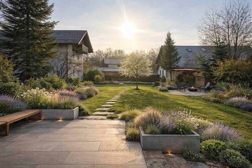 Beispiel Terrasse + Garten - 6 Zimmer Doppelhaushälfte zum Kaufen in Bruckmühl