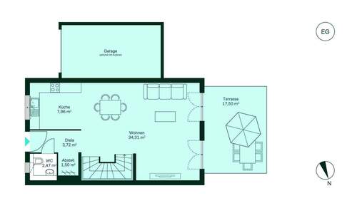 Geräumiges Erdgeschoss mit offenem Wohn- und Küchenbereich - 