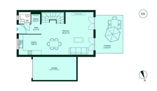 Geräumiges Erdgeschoss mit offenem Wohn- und Küchenbereich - 