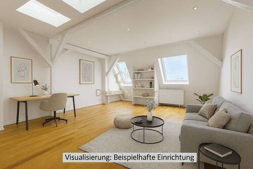 2.1 Obere Ebene Visualisierung.jpg - Helle Dachgeschosswohnung mit offener Bauweise und hochwertiger Ausstattung in Mitte