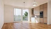 Munstead Wood Wohnzimmer leer - Helle und luxuriöse 3-Zimmer Neubauwohnung im 3.OG des Gartenhauses