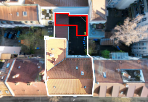 Vogelperspektive - Grundstück zur Bebauung eines Rückgebäudes mit 3 Apartments im zentral gelegenen Rennweg, Nürnberg