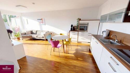 Blickrichtung Küche, Essen, Wohnen - 2 Zimmer Etagenwohnung in Merzhausen