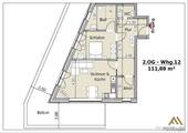 Grundriss (nicht maßstäblich) - 2 Zimmer Etagenwohnung zur Miete in Cappeln (Oldenburg)