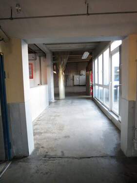 Flur mit Fensterfront Zugang in alle Hallen + Bür - 