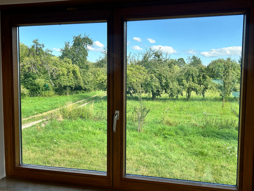 Sicht vom Haus, Streuobstwiese - 