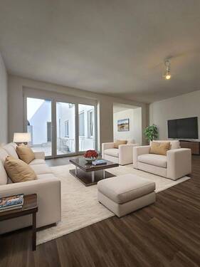 Möbeliertes Wohnzimmer - Erstbezug: Saniertes Altbau-Stadthaus im Zentrum von Frechen