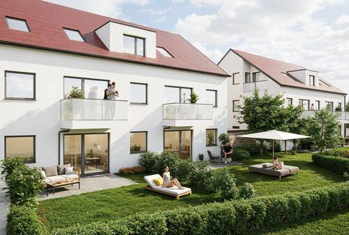 Visualisierung Außenansicht - 3 Zimmer Etagenwohnung in Postbauer-Heng
