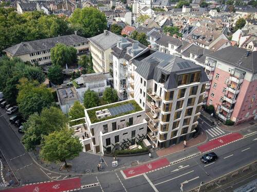 Außenansicht - Luxus Neubauwohnung mit 2 XXL-Dachterrassen mit Blick zum Henninger Turm