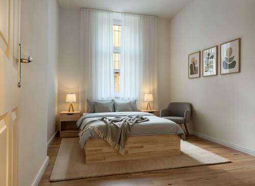Schlafzimmer (Wohnbeispiel) - 2 Zimmer Etagenwohnung in Berlin