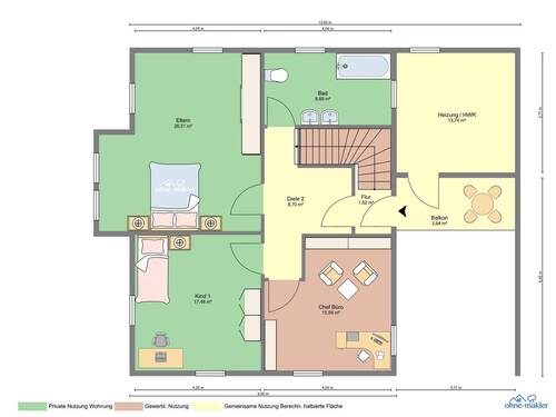 Privat-Etage & Office- Bereich - 