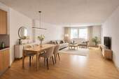 Wohn-, Esszimmer möbl.Beispiel - Urbanes Wohnen - 2-Zimmerwohnung mit Balkon & Tiefgaragenstellplatz
