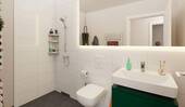 Ein modern gefliestes Badezimmer - 