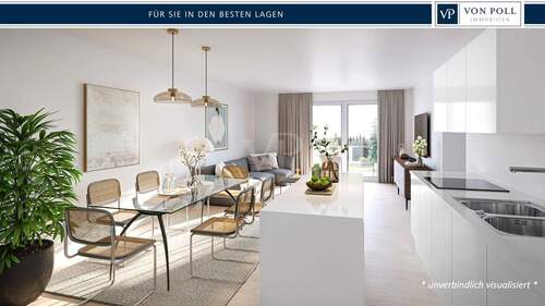 Visualisierung Wohn./Ess./Kü. - Moderne und sehr helle Wohnung mit hochwertiger Ausstattung in ruhiger und zentraler Lage