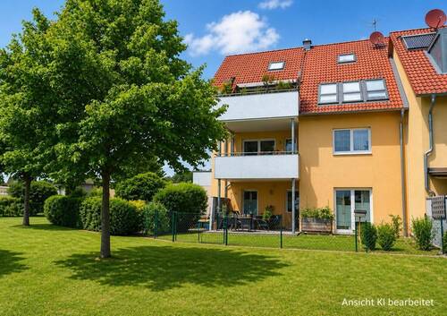 Aussenansicht 1 mit Hinweis.jpeg - 3 Zimmer Wohnung mit Terrasse, Garten, Keller, Garage und Stellplatz