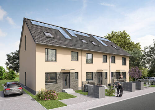 Eingangsansicht - IM BAU #IHRE CHANCE!!# Reihenmittelhaus mit viel Platz, voll unterkellert, schlüsselfertig!