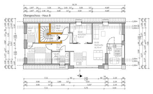 Dachgeschoss, Haus B - 