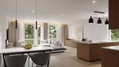 Visualisierung Blick zur Terrasse - DO-Gartenstadt: Neubau 4-Zimmer-EG-Wohnung mit großem Garten Südausrichtung