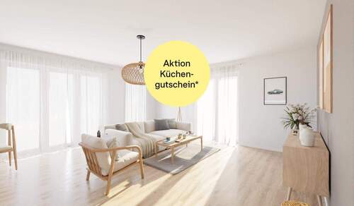 Helles Wohnzimmer - Sofort bezugsfertige komfortable 3-Zimmer-Wohnung mit bodentiefen Fenstern