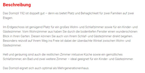 Beschreibung Domizil 192 - 