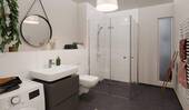 Modernes Badezimmer mit bodengleicher Dusche - 