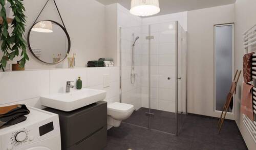 Modernes Badezimmer mit bodengleicher Dusche - 
